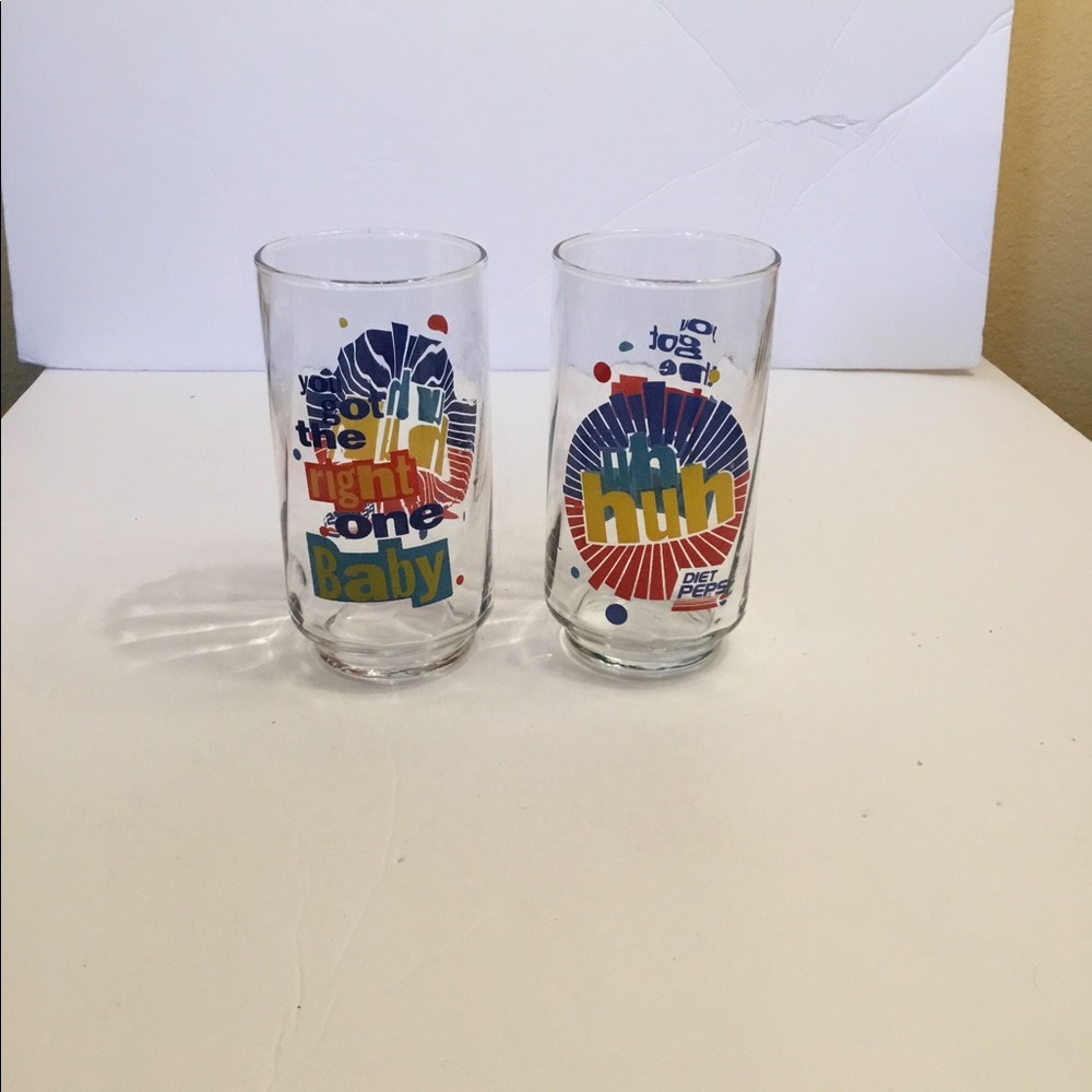 Vintage Diet Pepsi uh huh glasses set of 2